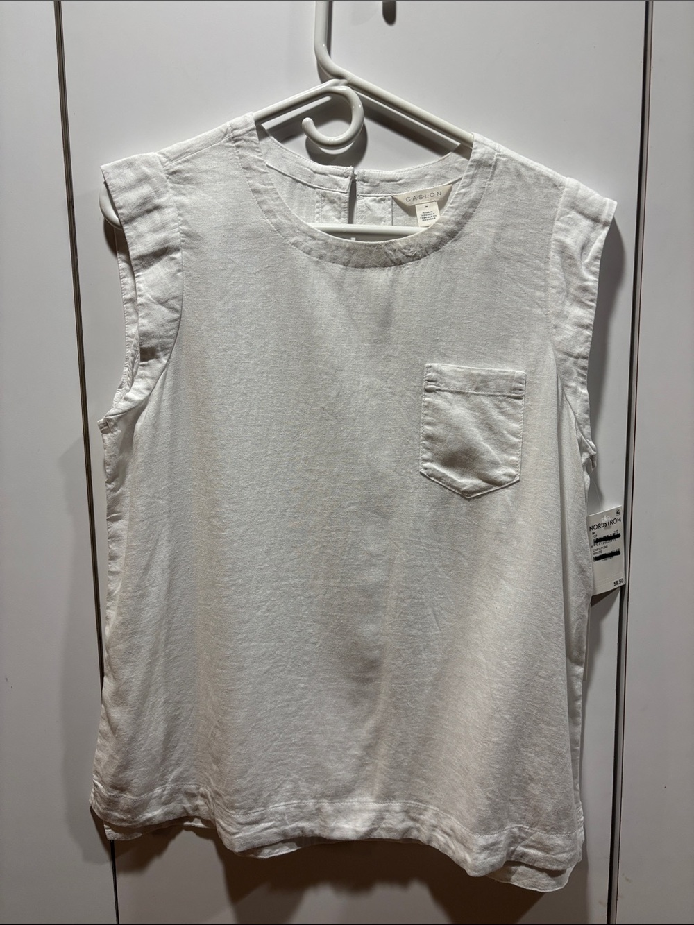 White Sleeveless Pocket Top Caslon NWT SIZE MEDIUM LINEN BLEND